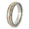 Deer Antler with 14k Rose Gold Pinstripe 5mm Comfort-Fit Titanium Wedding Band