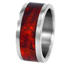 Amboyna Burl Wood 8mm Comfort Fit Titanium Wedding Band, Size 10