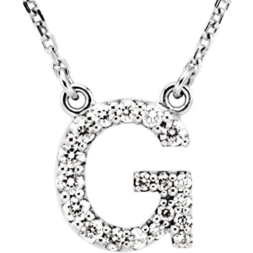 Diamond Initial 'G' Rhodium Plate 14K White Gold (1/6 Cttw, GH Color, l1 Clarity), 16.25"
