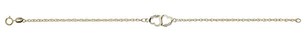 Two Hearts Ankle Bracelet 10k Yellow Gold, 12k Green and Rose Gold Black Hills Gold Motif, 10.25"