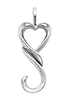 Heart Shaped Pendant, Rhodium-Plated 14k White Gold (32.5x12.75MM)