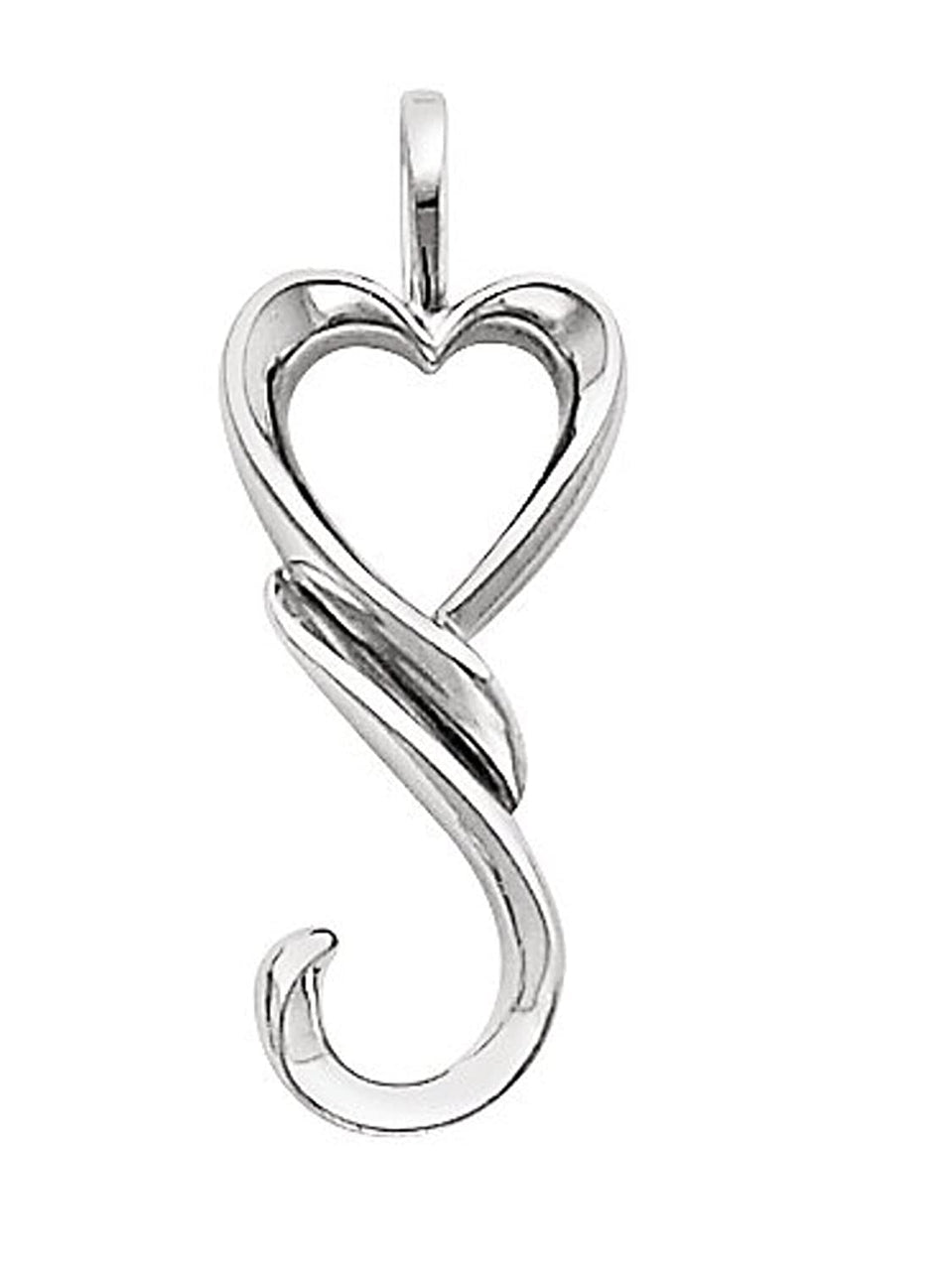 Heart Shaped Pendant, Sterling Silver (32.5x12.75MM)