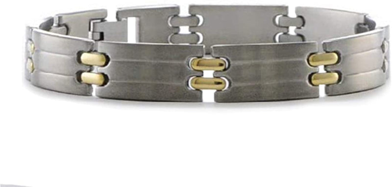 Men's Grey Titanium 10mm Yellow IP-Plating Bracelet, 8.5 Inches