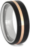 Ebony Wood, 14k Rose Gold 7mm Titanium Comfort-Fit Wedding Ring, Size 8.75