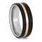 Ebony Wood, 14k Rose Gold 7mm Titanium Comfort-Fit Wedding Ring, Size 5.5