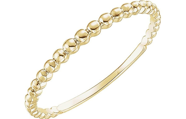 Beaded 1.7mm Stacking Ring, 14k Yellow Gold, Size 7.5