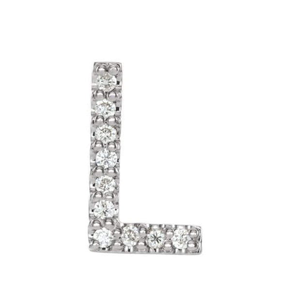 Platinum Diamond Letter 'L' Initial Stud Earring (Single Earring) (.04 Ctw, GH Color, SI2-SI3 Clarity)