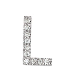 Rhodium-Plated 14k White Gold Diamond Letter 'L' Initial Stud Earring (Single Earring) (.04 Ctw, GH Color, I1 Clarity)