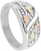 Men's Frosty Leaves Ring, Sterling Silver, 12k Green and Rose Gold Black Hills Gold Motif, Size 12.25