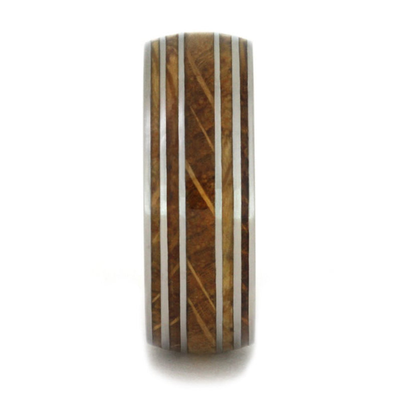 Jack Daniels Oak Wood Whiskey Barrel 9mm Comfort-Fit Matte Titanium Band, Size 4