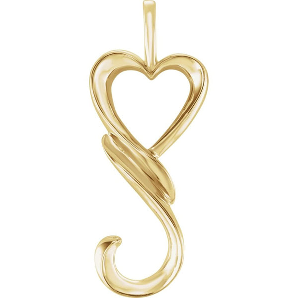 Heart Shaped Pendant, 14k Yellow Gold (32.5x12.75MM)