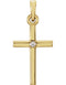 Diamond Inset Cross 14k Yellow Gold Pendant (.01 Ct, G-H Color, I1 Clarity)