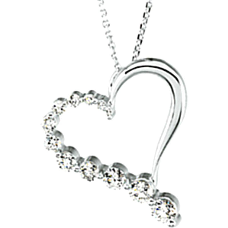 Diamond 'Journey' Heart 14k White Gold Pendant Necklace, 18" (1.00 Cttw)