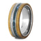 Crushed Turquoise, Rowan Wood, Cello String, 8mm Titanium Comfort-Fit Wedding Band