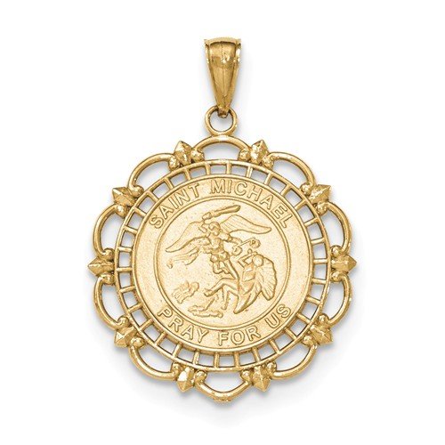 14k Yellow Gold Saint Michael Medal Pendant