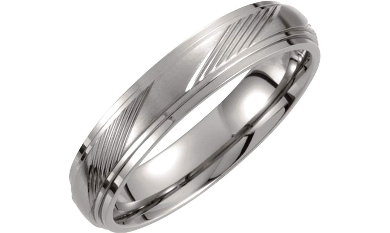 Titanium Satin Polished Ridged 5mm Band, Size 8