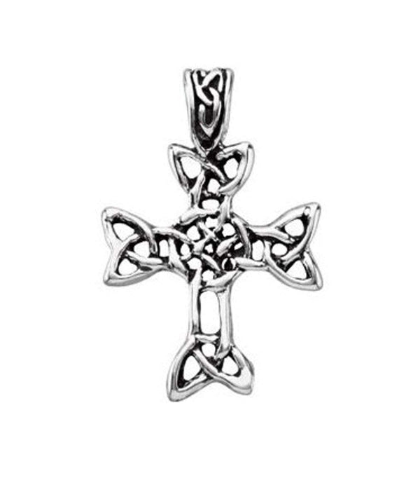 Celtic Halo Cross Sterling Silver Pendant (24.13 X 20.37 MM)