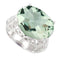 Green Quartz Checkerboard 11.55 Ct Sterling Silver Filigree Ring, Size 6