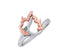 10k Rose Gold Heart Flame Silhouette Ring, Rhodium Plated Sterling Silver, Size 6