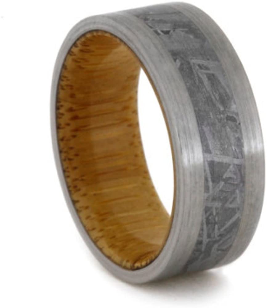 Gibeon Meteorite, Brushed Titanium 8mm Comfort-Fit Bamboo Wedding Band