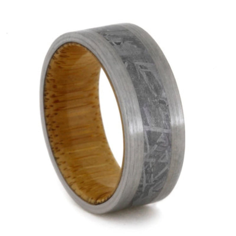 Gibeon Meteorite, Brushed Titanium 8mm Comfort-Fit Bamboo Wedding Band