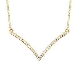 Diamond 'V' 14k Yellow Gold Pendant Necklace, 18" (.16 Cttw)