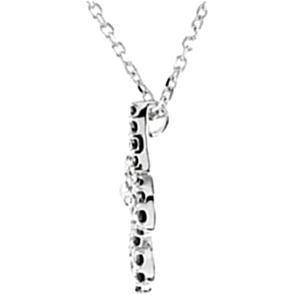 Black Diamond Fleur-de-Lis 47-Stone 14k White Gold Pendant Necklace, 16" (1/4 Ctw)