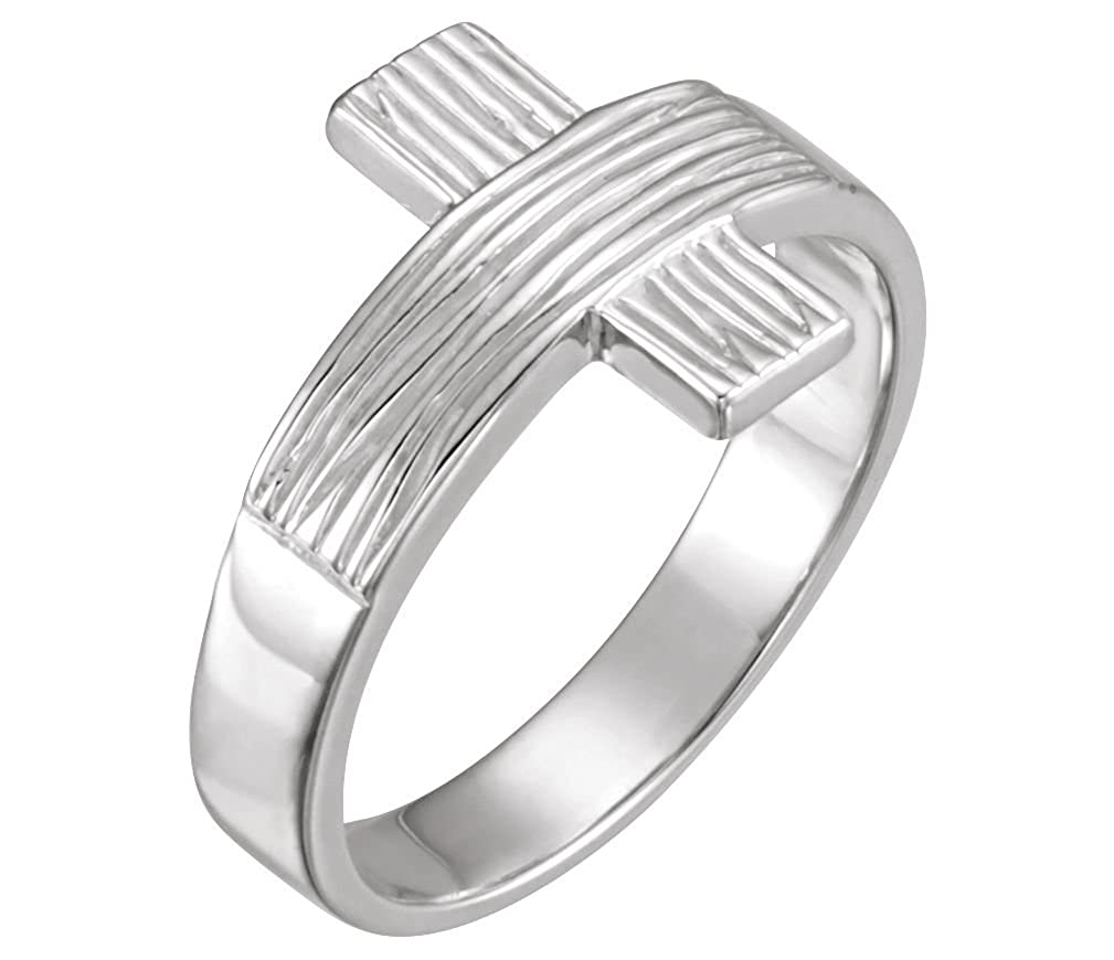 Women's 14k White Gold 'The Rugged Cross' Chastity Ring, Size 8