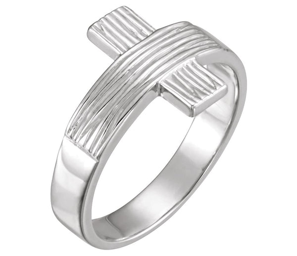 Women's 14k White Gold 'The Rugged Cross' Chastity Ring, Size 4