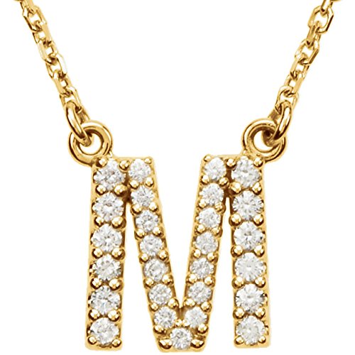 14k Yellow Gold Diamond Initial 'M' 1/5 Cttw Necklace, 16" (GH Color, I1 Clarity)
