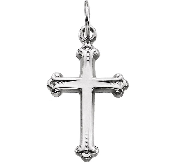 Chilren's 14k White Gold Fleur de Lys Cross Pendant