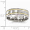 Gold Collection Brushed Titanium, 14k Yellow Gold Milgrain 7mm Grooved Bands,Size 12.5