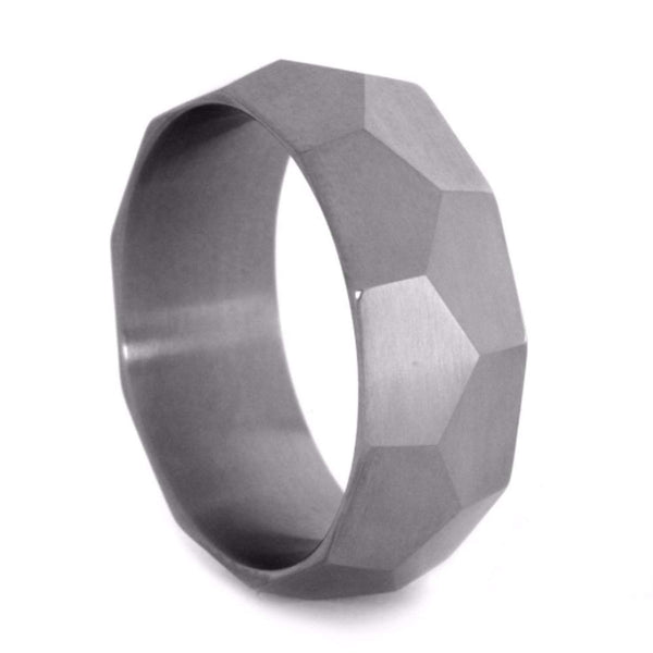 Faceted 8mm Comfort-Fit Matte Titanium Wedding Band