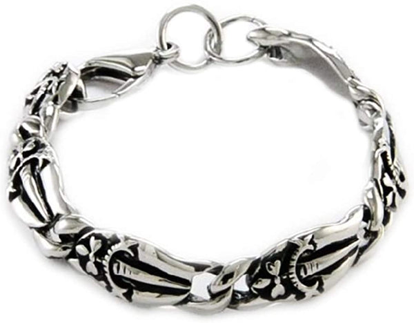 Men's Stainless Steel 12mm Gothic Bracelet, 8.75 Inches