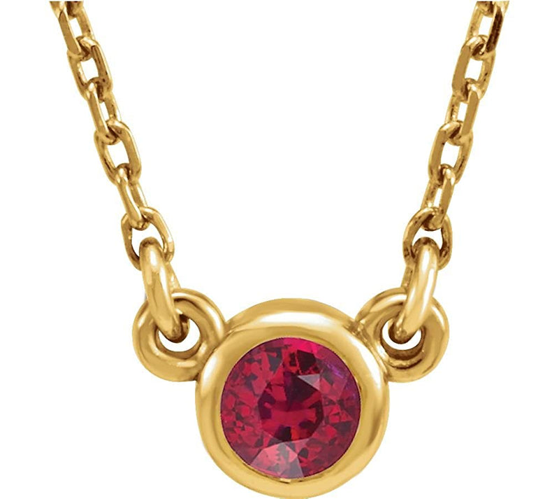 Ruby Solitaire 14k Yellow Gold Pendant Necklace, 16"