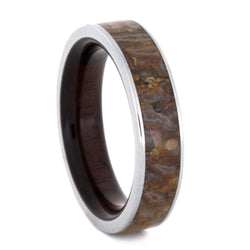 Dinosaur Bone with Macassar Ebony 5mm Comfort-Fit Titanium Wedding Band