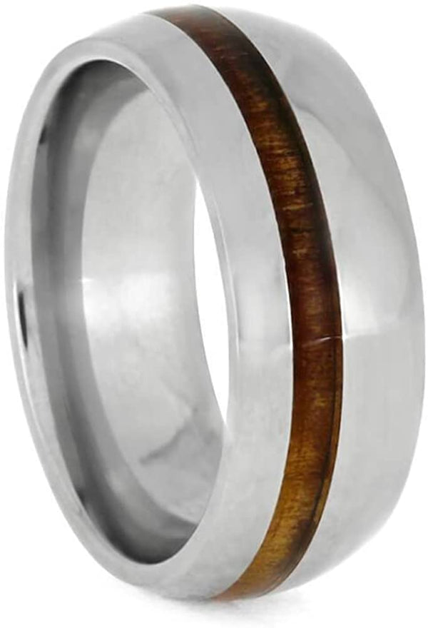 Koa Wood 8mm Titanium Comfort-Fit Wedding Band, Size 4.25