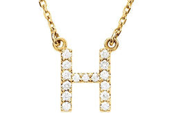 14k Yellow Gold Diamond Initial 'H' 1/6 Cttw Necklace, 16" (GH Color, I1 Clarity)