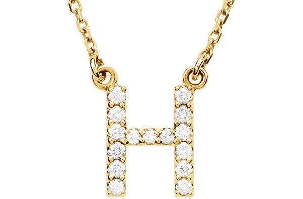 14k Yellow Gold Diamond Initial 'H' 1/6 Cttw Necklace, 16" (GH Color, I1 Clarity)