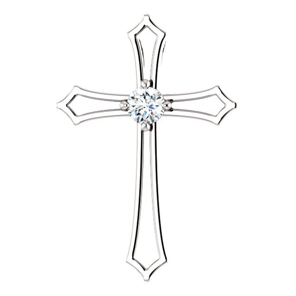 Diamond Cross Rhodium-Plated 14k White Gold Pendant (.13 Ct, G-H Color, I1 Clarity)