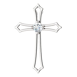 Diamond Cross Rhodium-Plated 14k White Gold Pendant (.13 Ct, G-H Color, I1 Clarity)