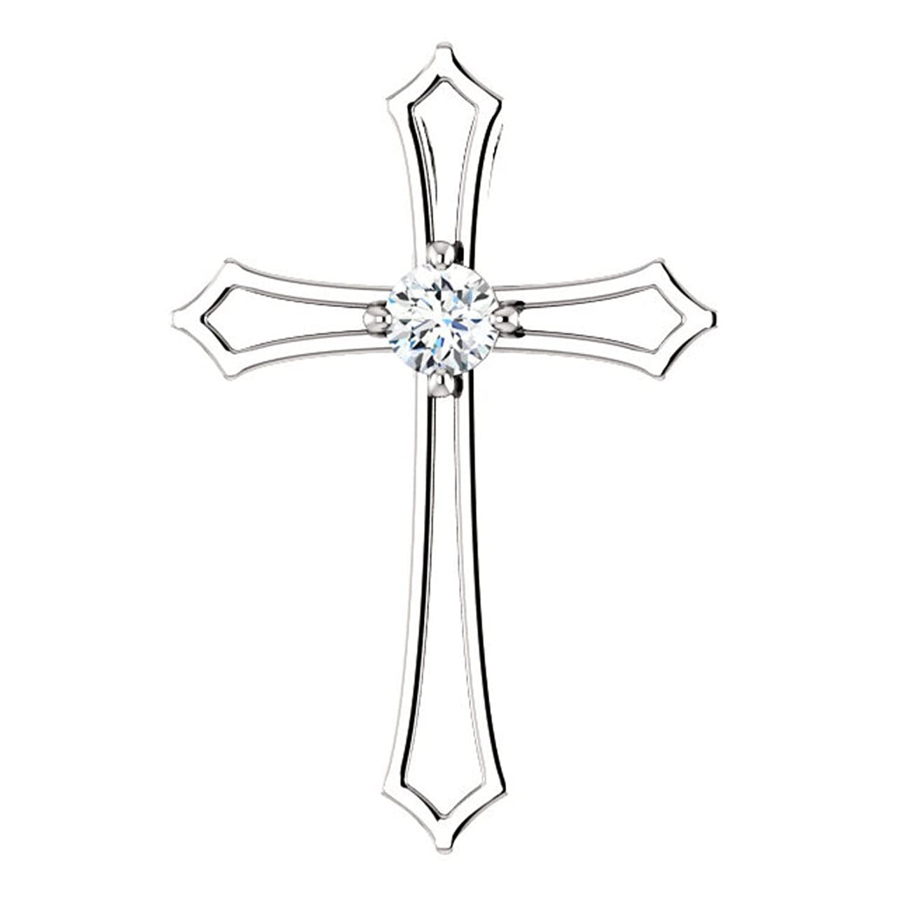 Diamond Cross Rhodium-Plated 14k White Gold Pendant (.17 Ct, G-H Color, I1 Clarity)