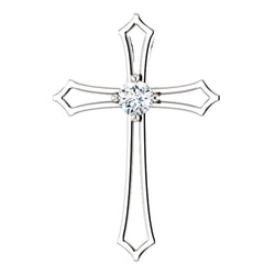 Diamond Cross Rhodium-Plated 14k White Gold Pendant (.25 Ct, G-H Color, I1 Clarity)