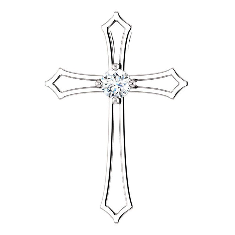 Diamond Cross Rhodium-Plated 14k White Gold Pendant (.25 Ct, G-H Color, I1 Clarity)