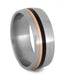 Ziricote Wood, 14k Rose Gold Pinstripes 8mm Comfort-Fit Brushed Titanium Band, Size 9.75