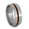 Ziricote Wood, 14k Rose Gold Pinstripes 8mm Comfort-Fit Brushed Titanium Band