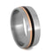 Ziricote Wood, 14k Rose Gold Pinstripes 8mm Comfort-Fit Brushed Titanium Band