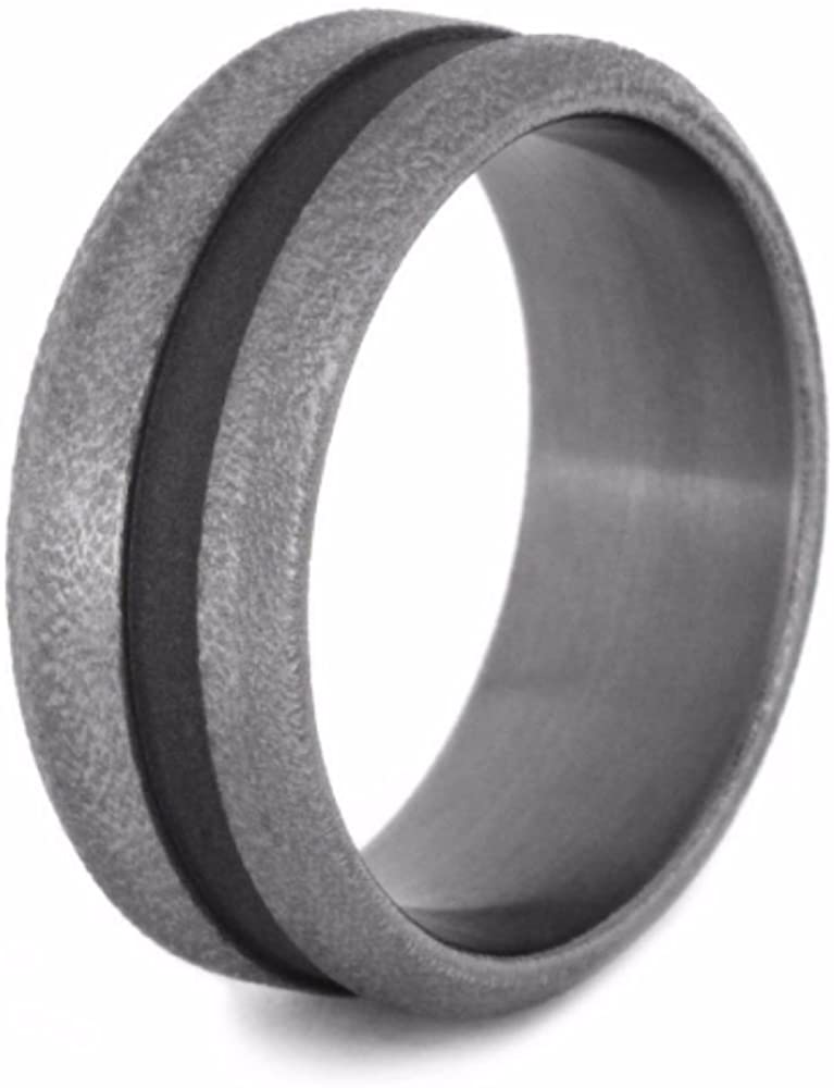 Deep Frost, Sandblast Titanium 8mm Grooved Comfort-Fit Band 8mm Comfort-Fit Band, Size 4.75