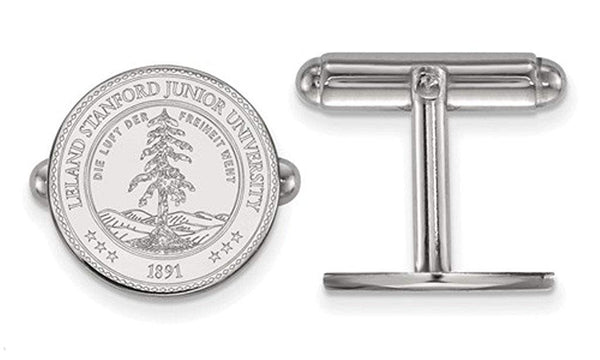 Rhodium-Plated Sterling Silver Stanford University Crest Bullet Back Cuff link, 16MM