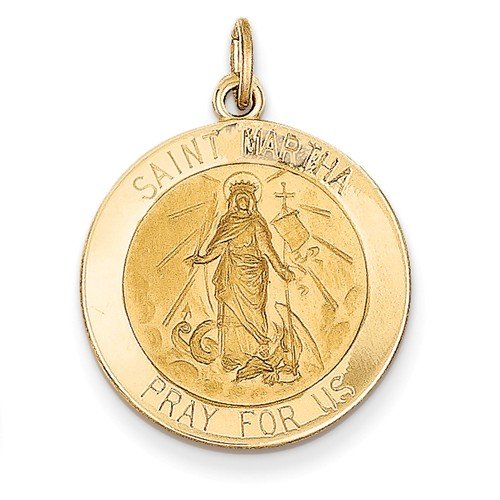 14k Yellow Gold St. Martha Medal Pendant (27X19MM)